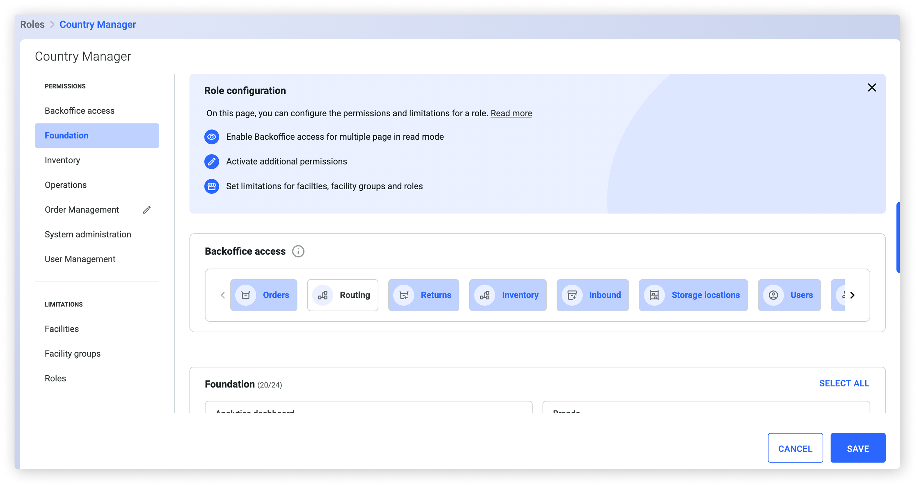 The setup of customized roles